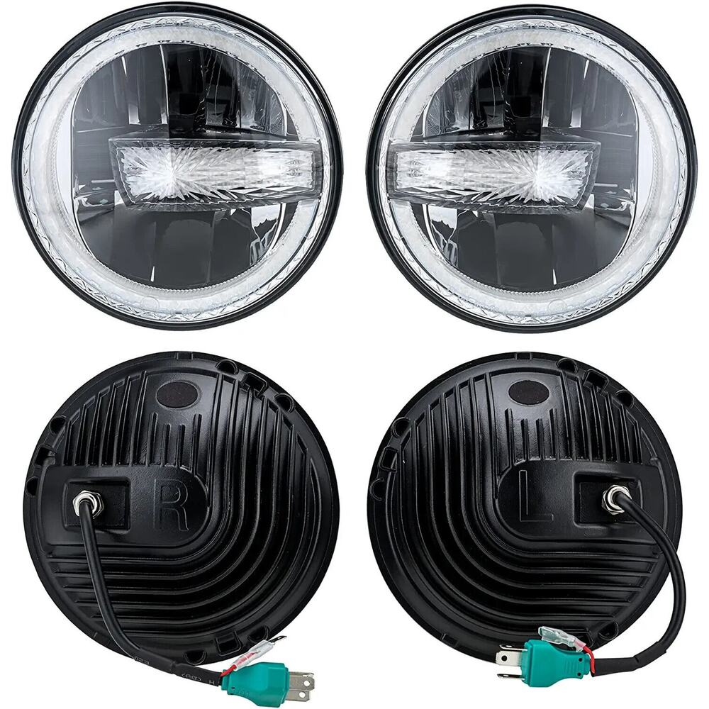 Jeep JAMIYERA DOT Approved 2PC Halo 7 Inch Round DRL LED Headlight Low High Beam - Picture 5 of 5